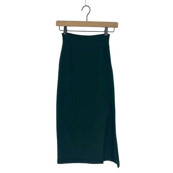 Frame Cashmere Blend Compact Pencil Skirt in Pine - Picture 3 of 13